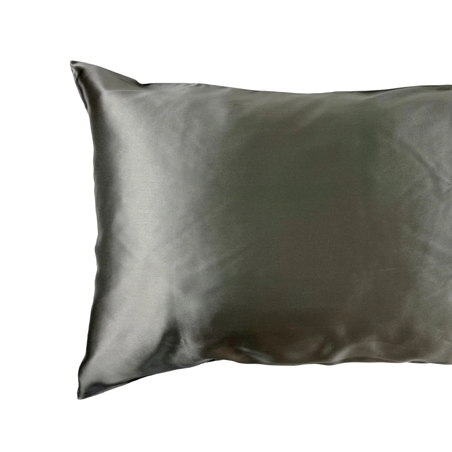 Charcoal grey mulberry silk pillowcase front view