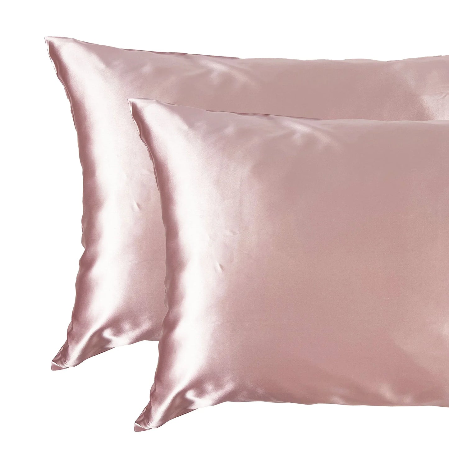 Pair of blush pink mulberry silk pillowcases – queen size