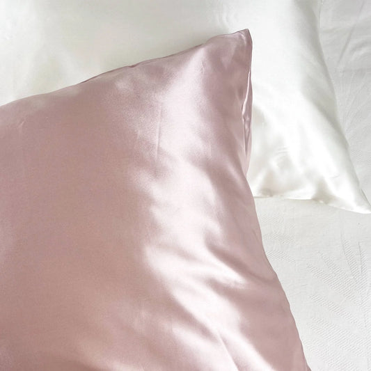 Pink silk pillowcase for sleeping