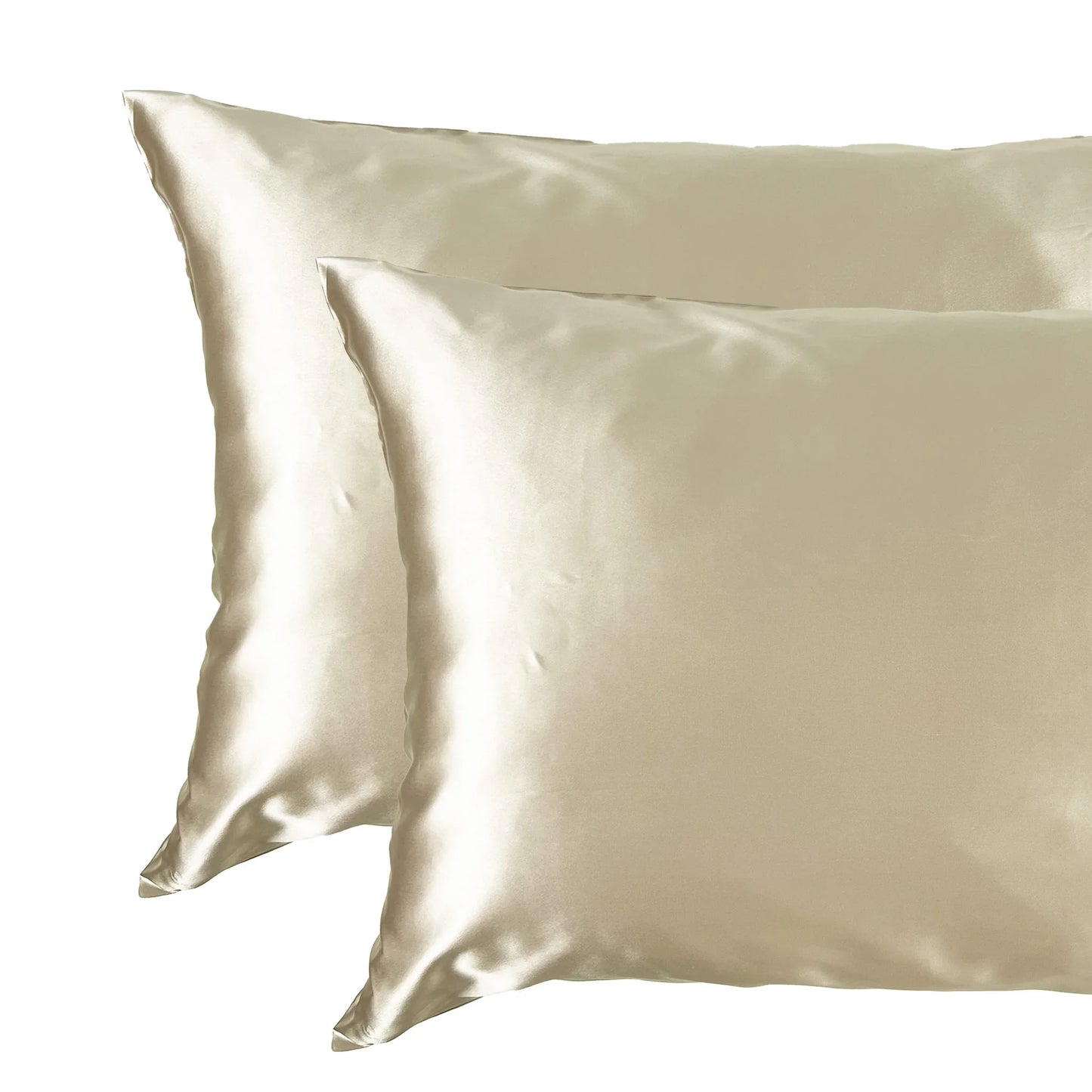 Set of 2 champagne silk case pillows – gift-ready bundle