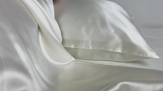 White Silk Pillowcase in bed