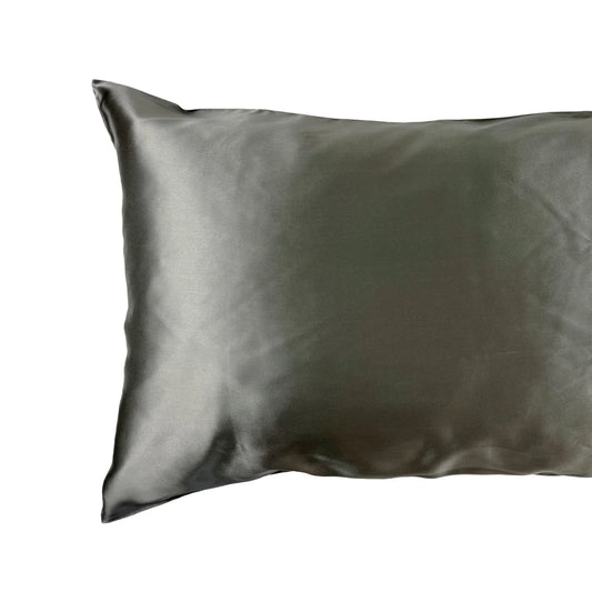 Charcoal grey mulberry silk pillowcase front view