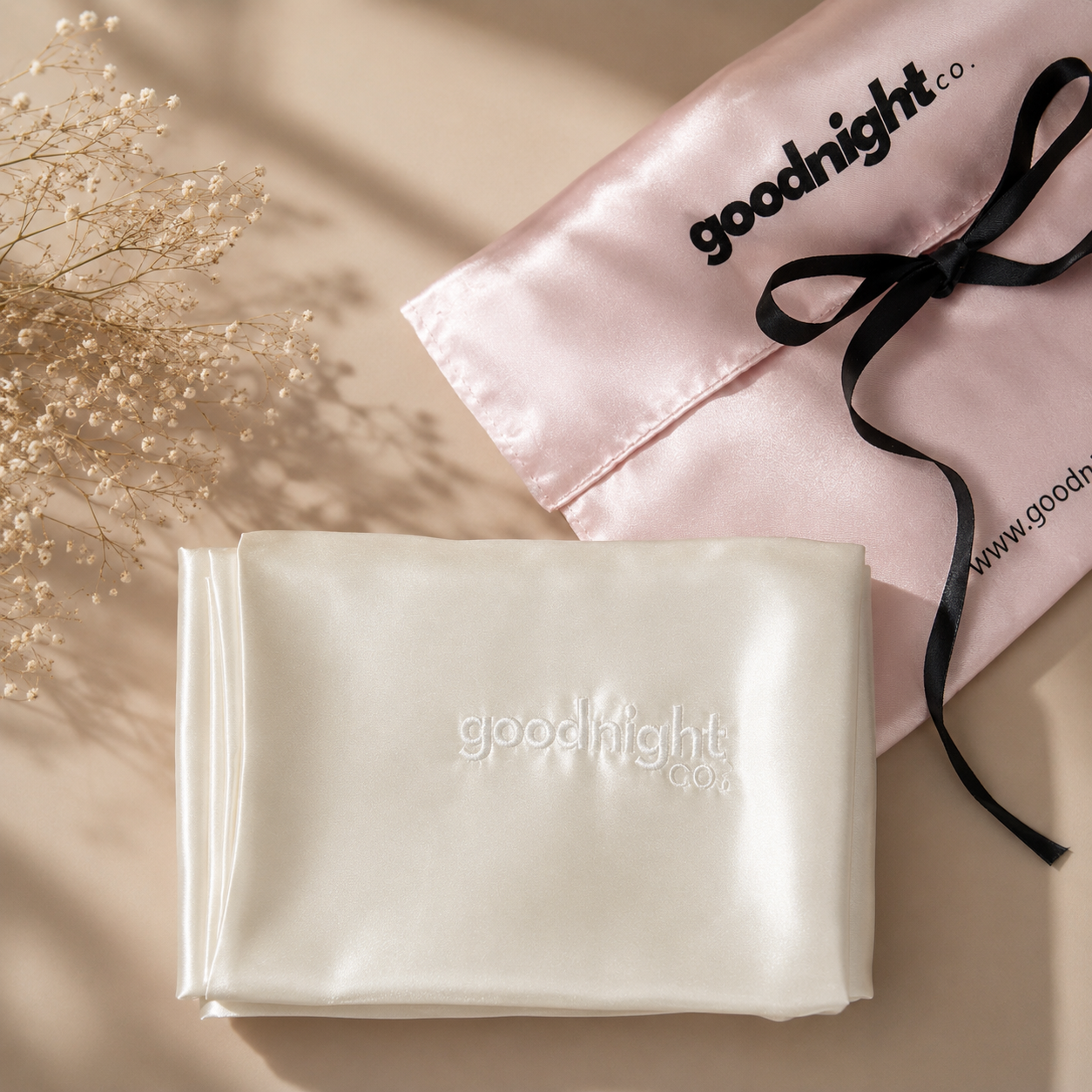 Mulberry silk pillowcase presented in a luxury gift bag