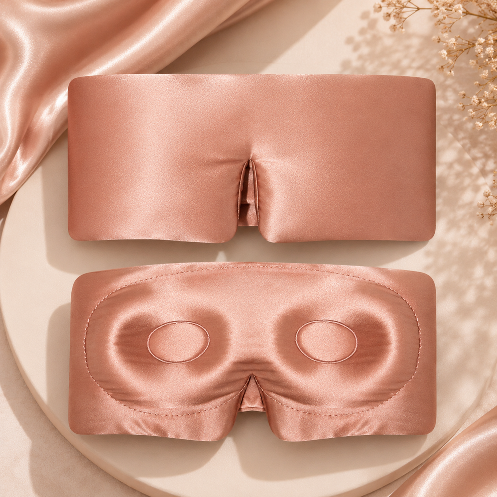 Rose Gold Glow 3D mulberry silk eye mask