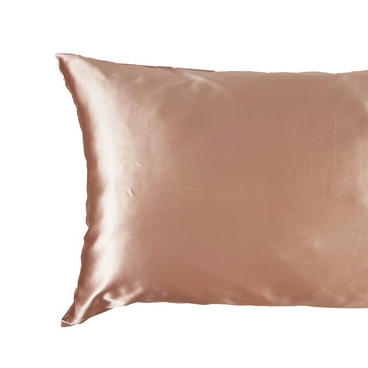 Rose gold mulberry silk pillowcase front view