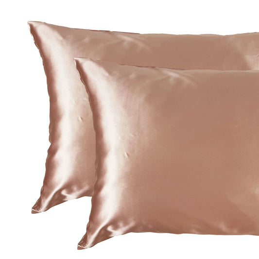 Rose gold silk pillowcase pair – smooth and glossy finish