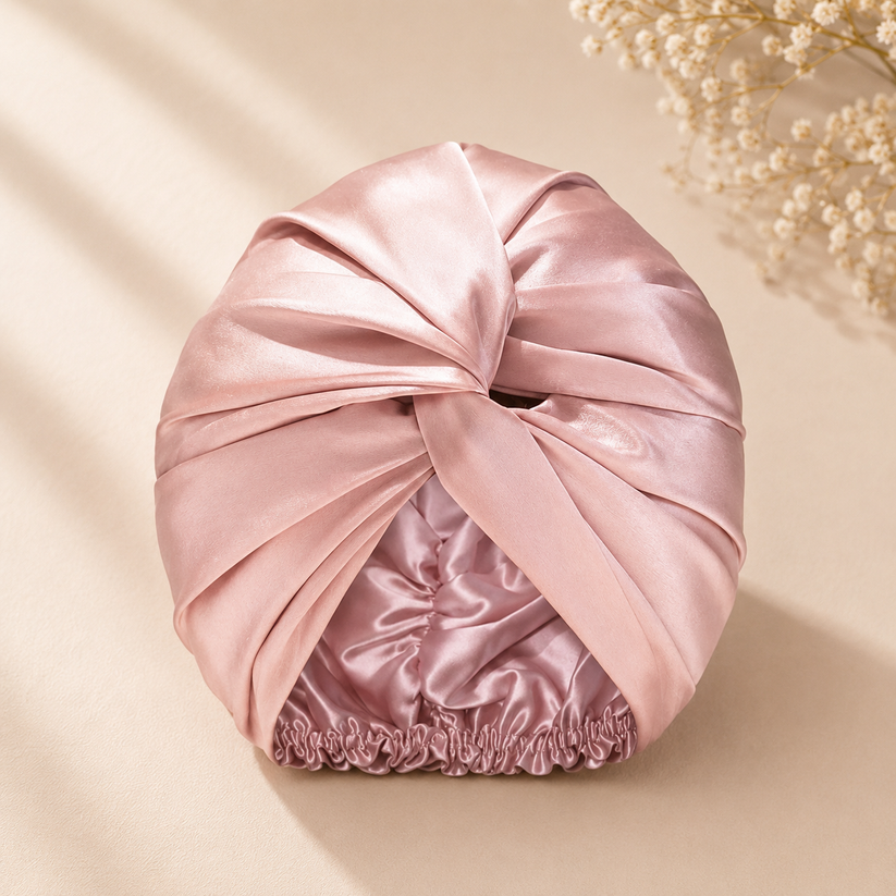 Blush Petal Mulberry Silk Sleep Turban