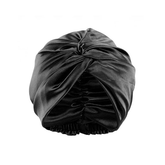 Silk sleep cap – black bonnet for hair protection
